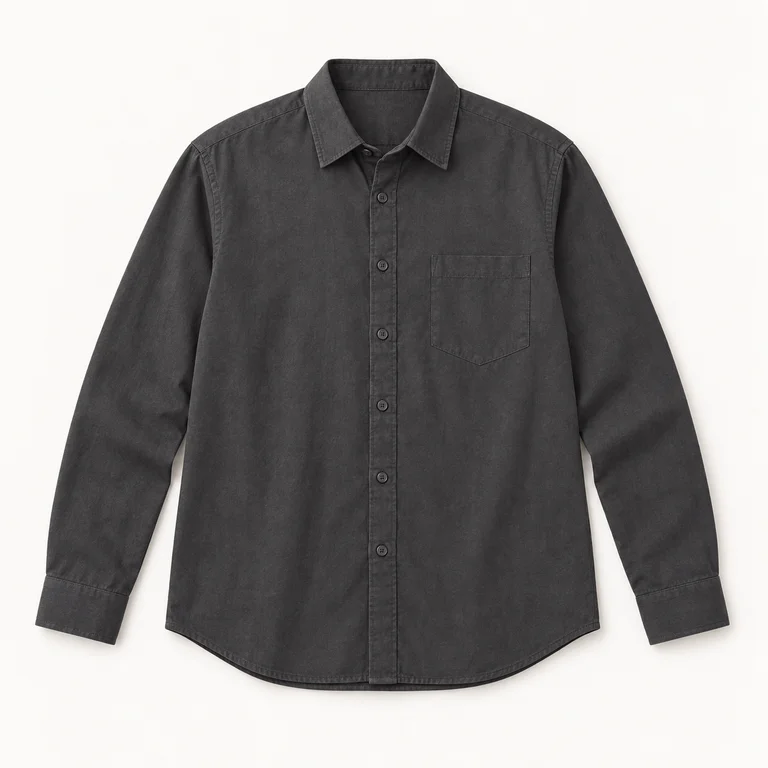 The charcoal shirt used in all three outfits